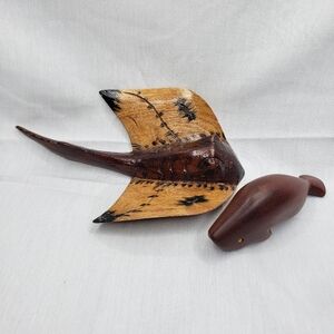Handcrafted Wooden Manta Ray Sculpture